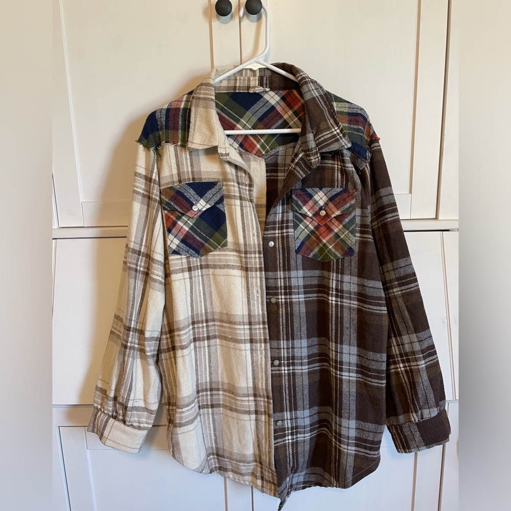 NWT - Oversized contrasted flannel shirt